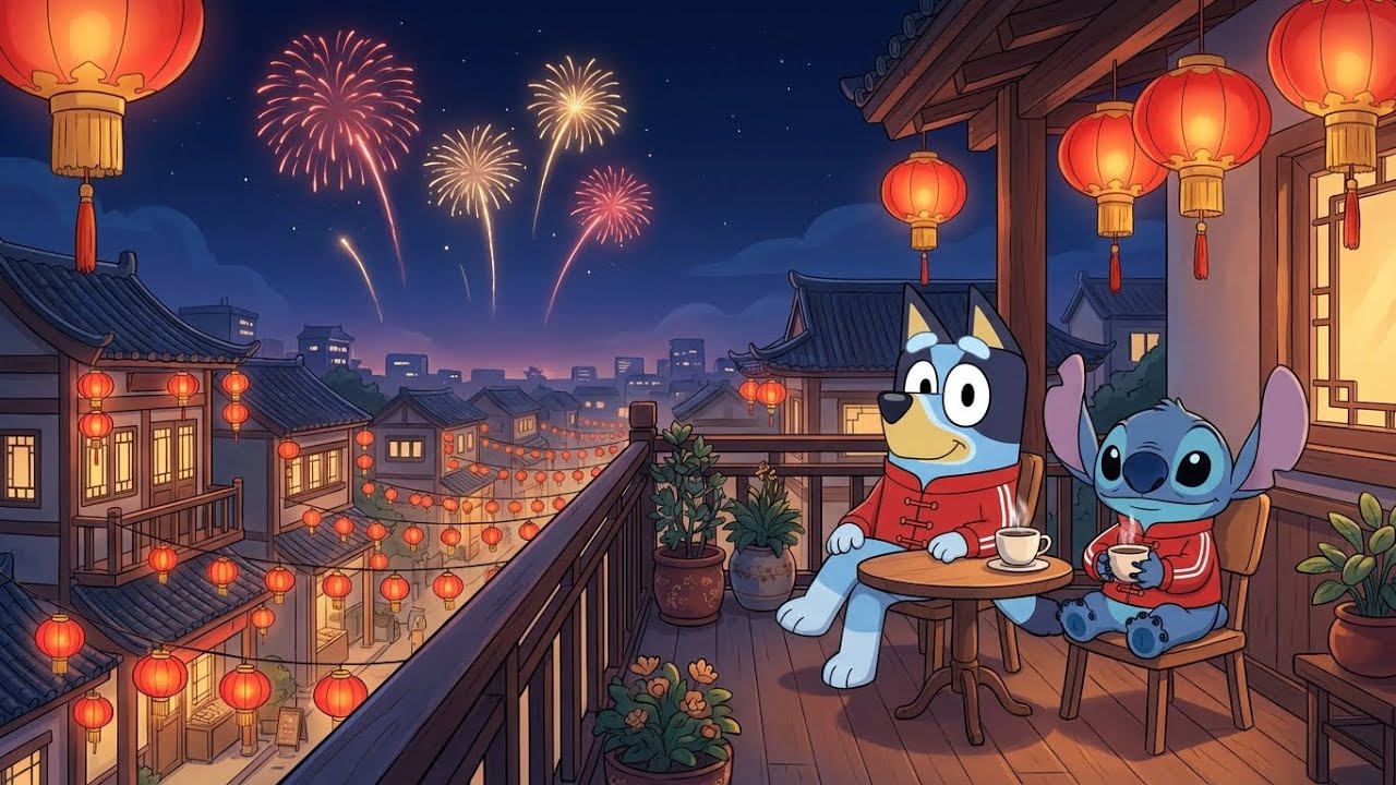 Stitch & Bluey Chinese New Year 2026 🎆 Soft Lofi Beats for Study & Work 💫 Lantern Glow Vibes