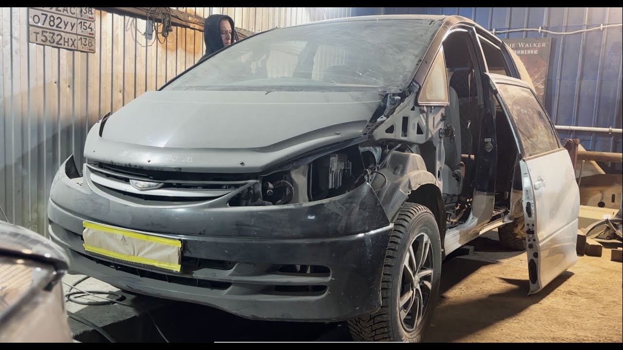 toyota estima 2001 покраска крыши и ремонт порогов