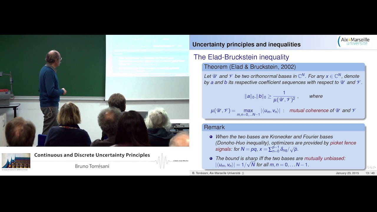 Bruno Torresani: Continuous and discrete uncertainty principles