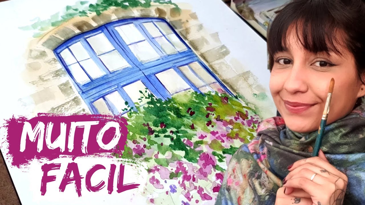 Como pintar JANELA FLORIDA em AQUARELA | Aquarela para Iniciantes