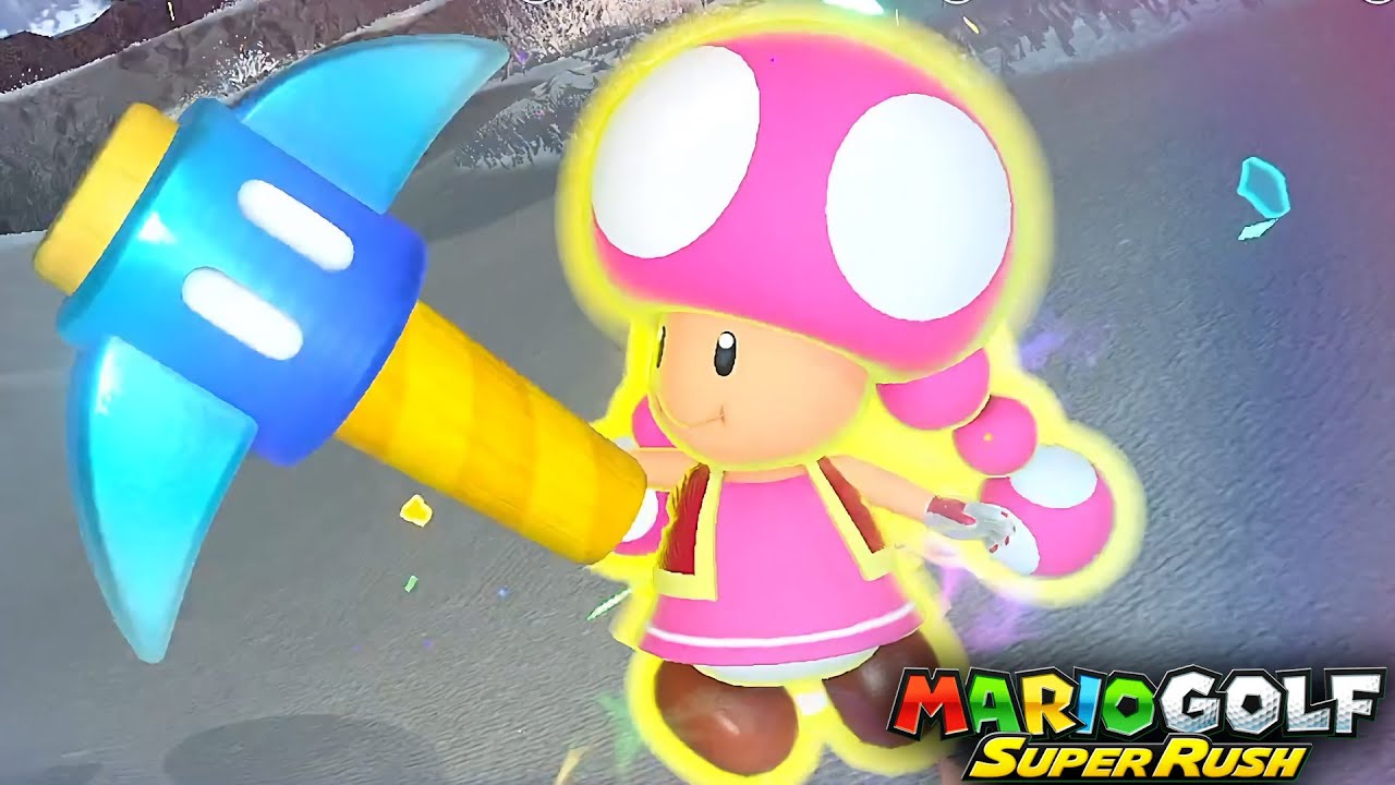 Mario Golf Super Rush Toadette vs Mario vs Daisy vs Pauline in Blustery Basin