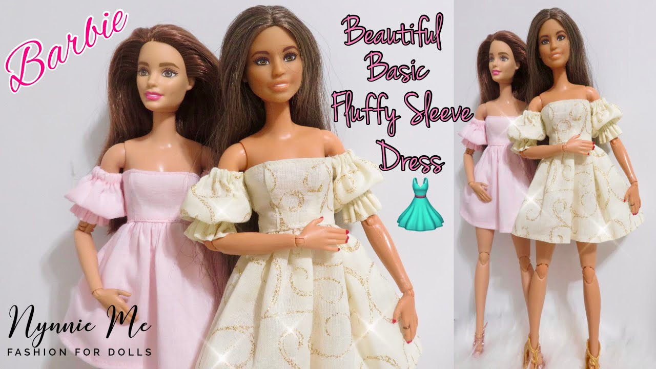DIY Beautiful Basic Fluffy Sleeve Dress for Barbie by nynnie me