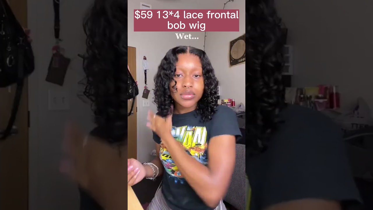 $56 for 13*4 lace frontal kinky curly bob wig 14 inch 180% density #bob#bobwig#lacefrontalwig