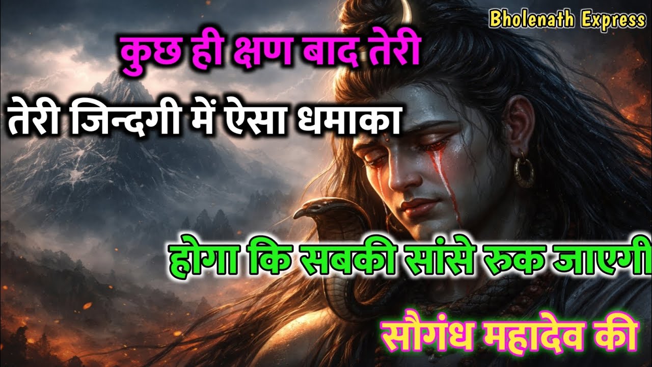 कुछ ही क्षण बाद तेरी जिन्दगी में ऐसा धमाका होगी कि सबकी सांसे रुक जाएगी। #bholenath #shivshakti 