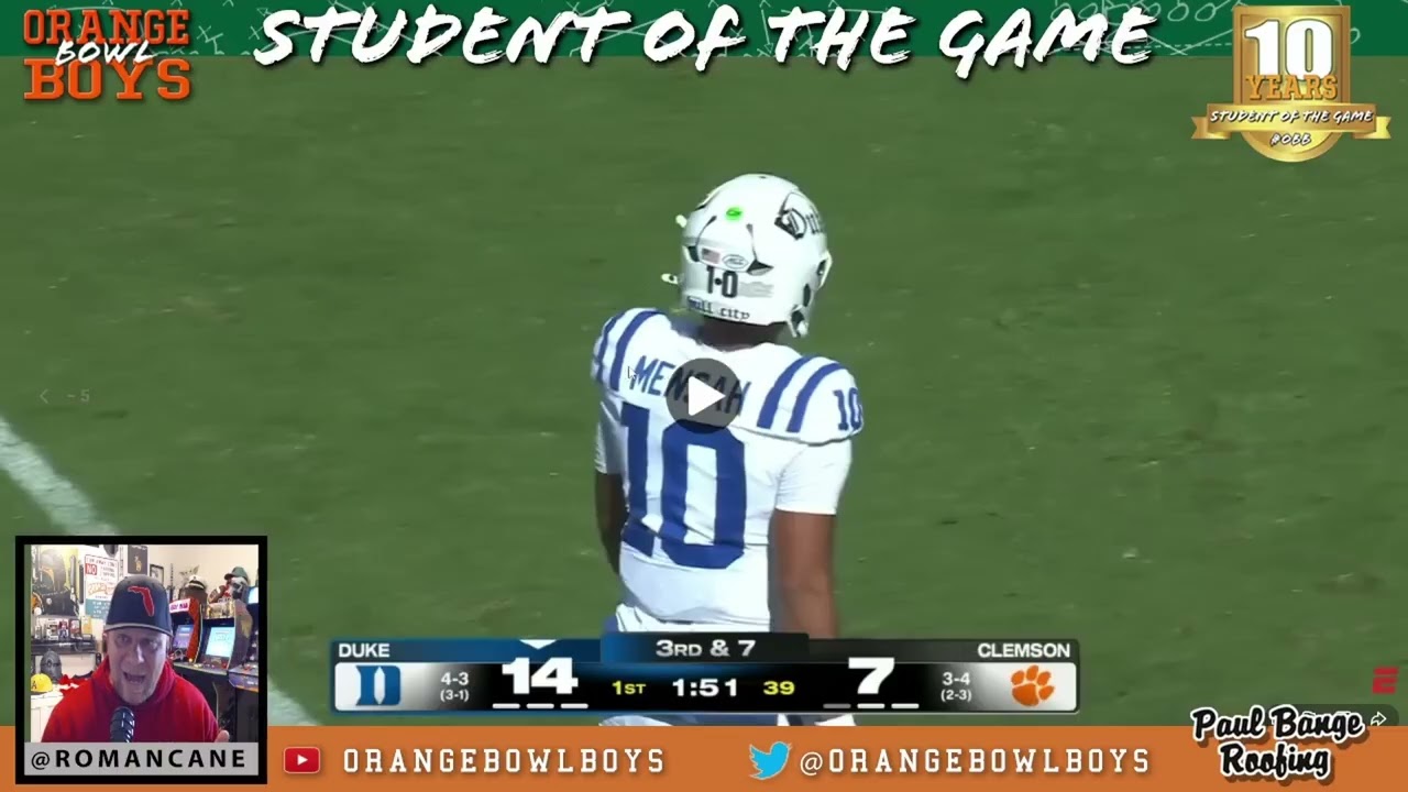 Student of the Game-Darian Mensah -Miami Hurricanes QB1  (Duke vs  Clemson)