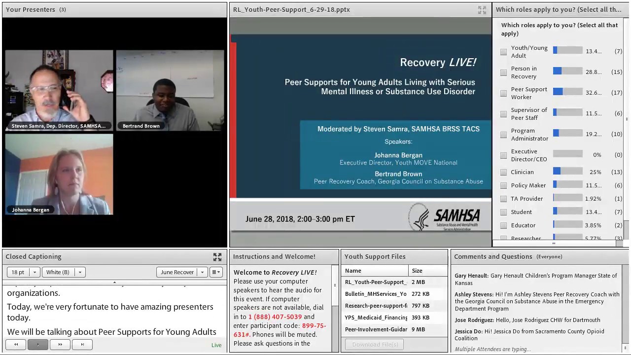 Peer Supports for Young Adults with SMI or SUD (June 28, 2018)