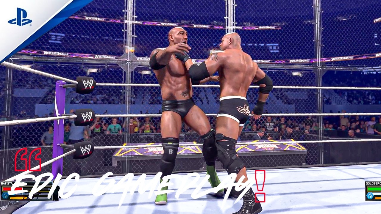 Батиста против Голдберга – Адская клетка | Эпичный геймплей WWE 2K26