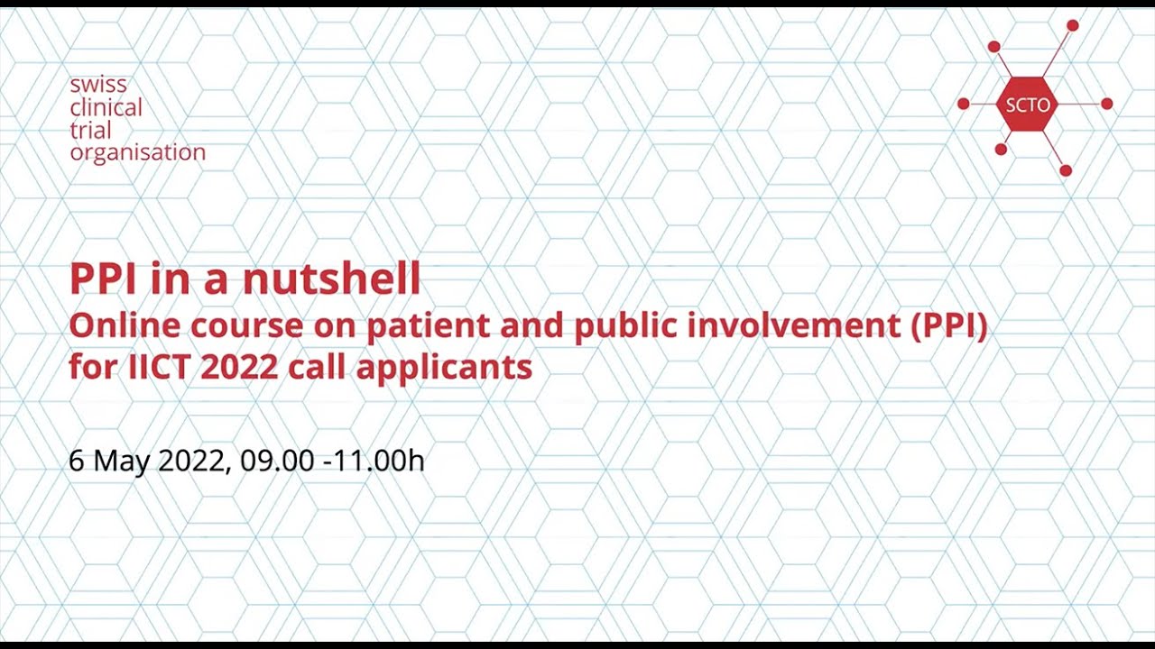 PPI in a Nutshell: Online course on patient and public involvement (PPI), 6 May 2022