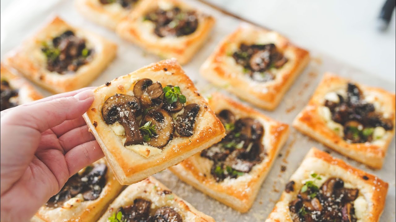 Best Mushroom Puff Pastry Tarts with Cream cheese | Easy Recipe