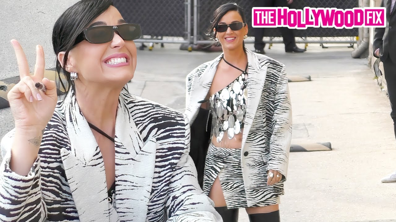 Katy Perry Signs Autographs For Fans In A Wild Zebra Skit Outfit At Jimmy Kimmel Live! Studios