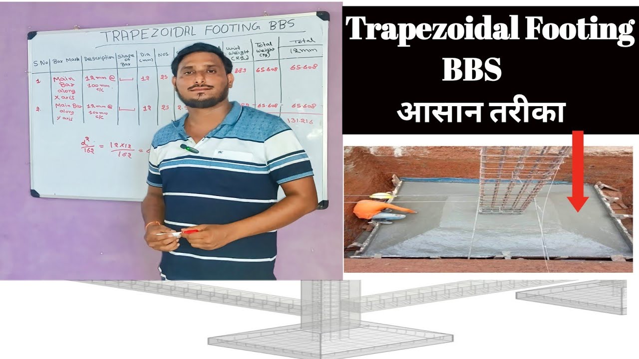 Trapezoidal Footing BBS Calculation | Step by Step Bar Bending Schedule 