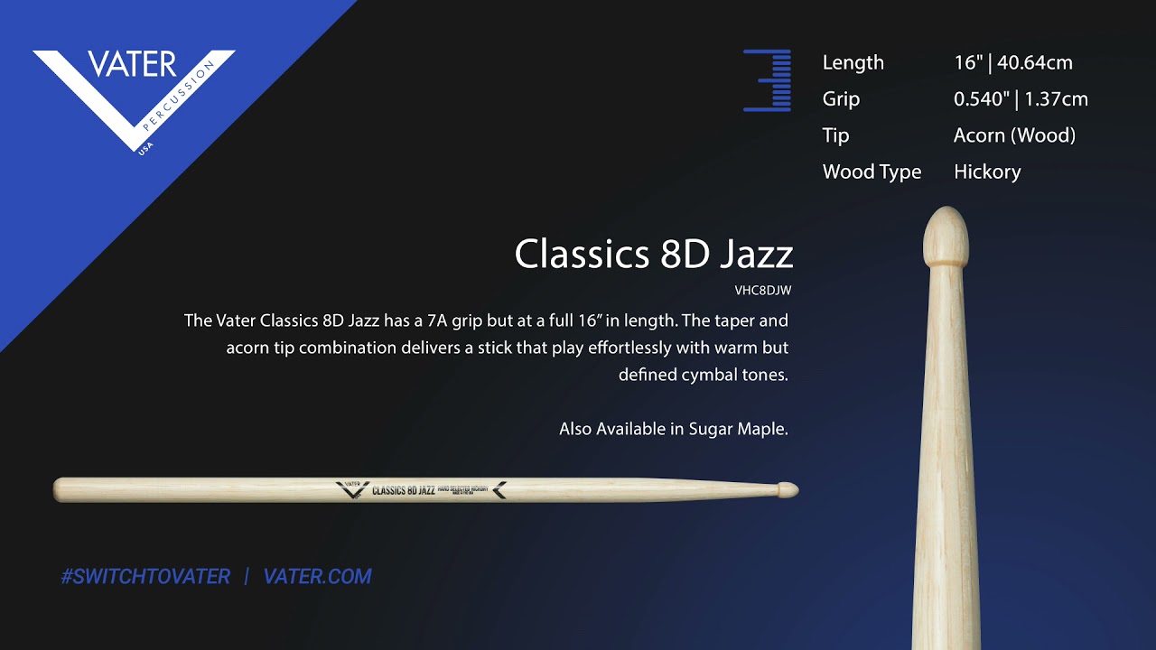 Vater Tip Sound - Classics 8D Jazz (Wood Tip)