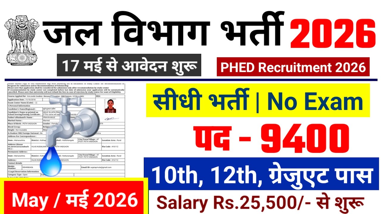Water Department Recruitment 2026 / Jal Department Recruitment 2026 / NEW VACANCY 2026, Water Dep...