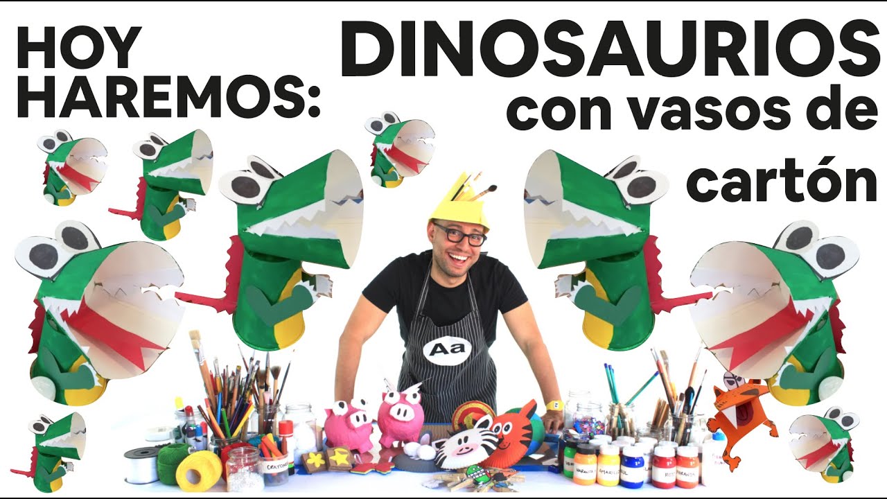 CÓMO HACER UN DINOSAURIO CON VASOS DE CARTÓN?!!!
