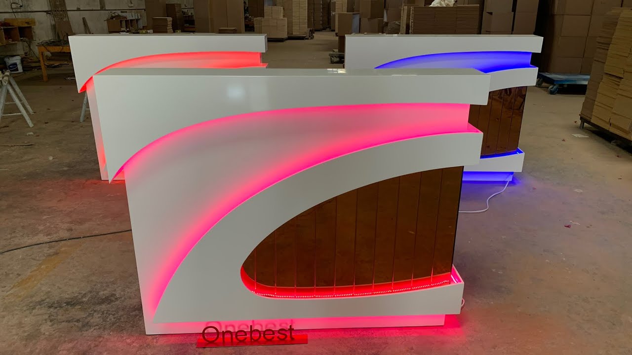 Led Small Reception Desk Modern Office Reception Counter Design For Hotel