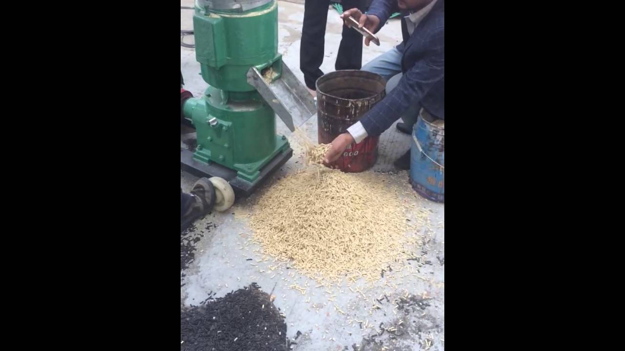 The small animal feed pellet machine is testing