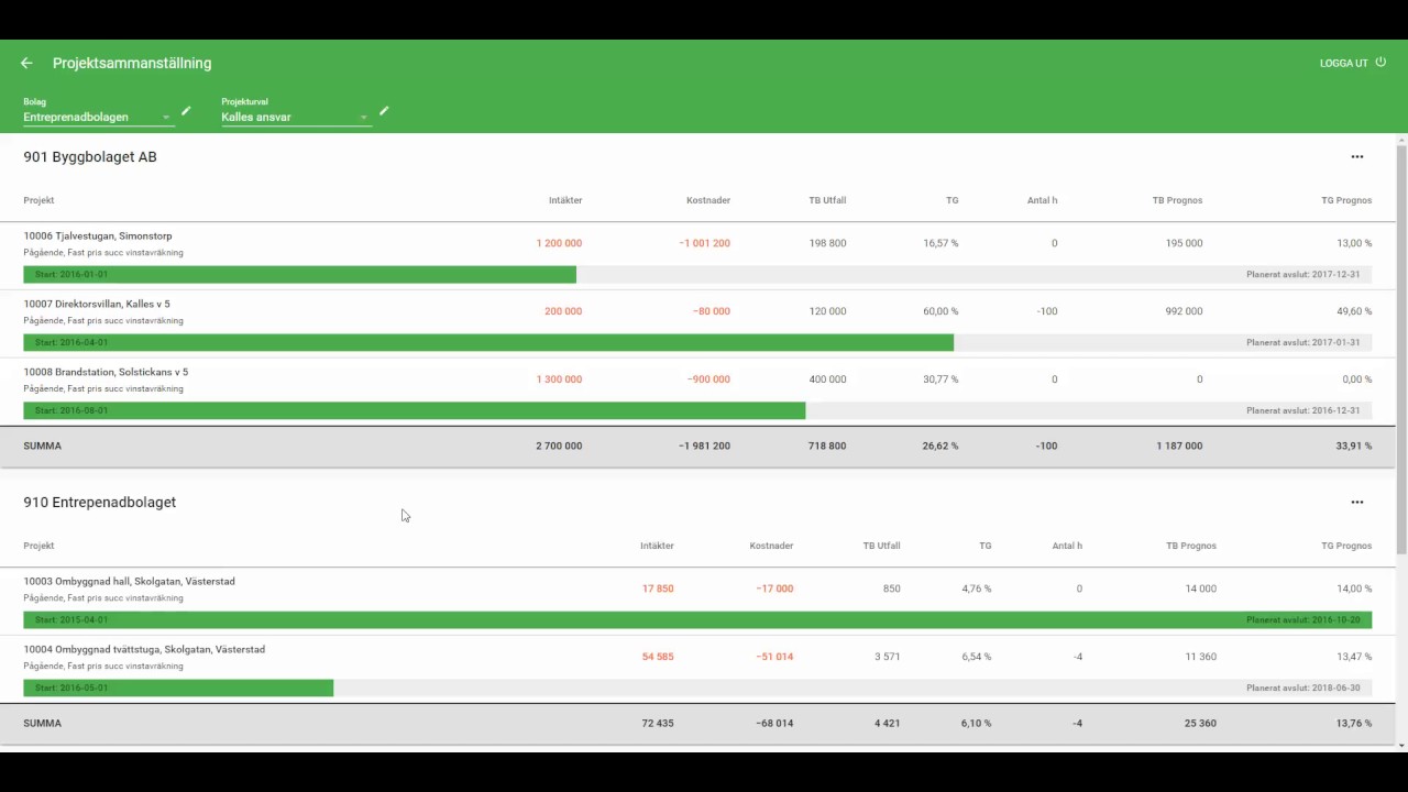 Vitec Ekonomi, Kort demo