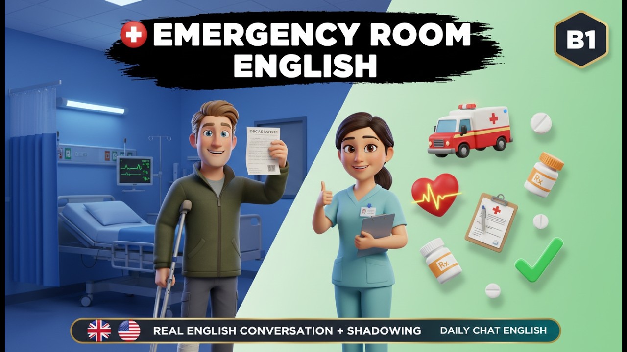 🚑 Emergency Room English | Real Conversation & Shadowing Practice | British Man in US Hospital