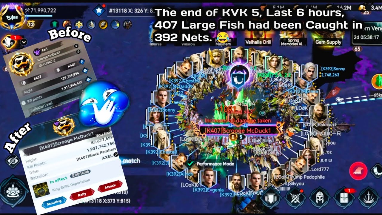 Viking Rise Kvk 5 ⚔️ 407 Big Fish Had been Caught In 392 Nets