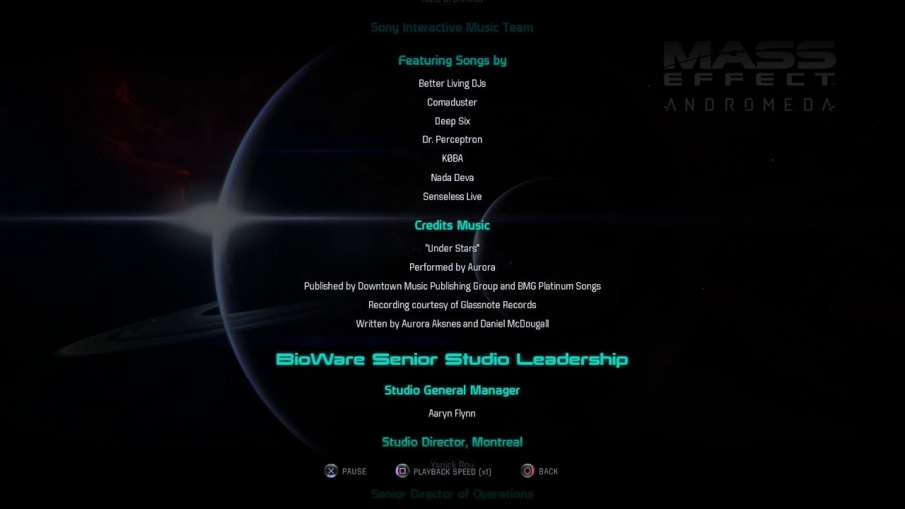 Mass Effect: Andromeda - Game Credits