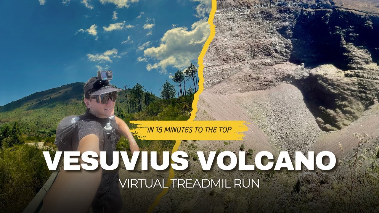 15-Minute Virtual Treadmill Run | Mount Vesuvius Summit (Italy) | Original Music 170–180 BPM