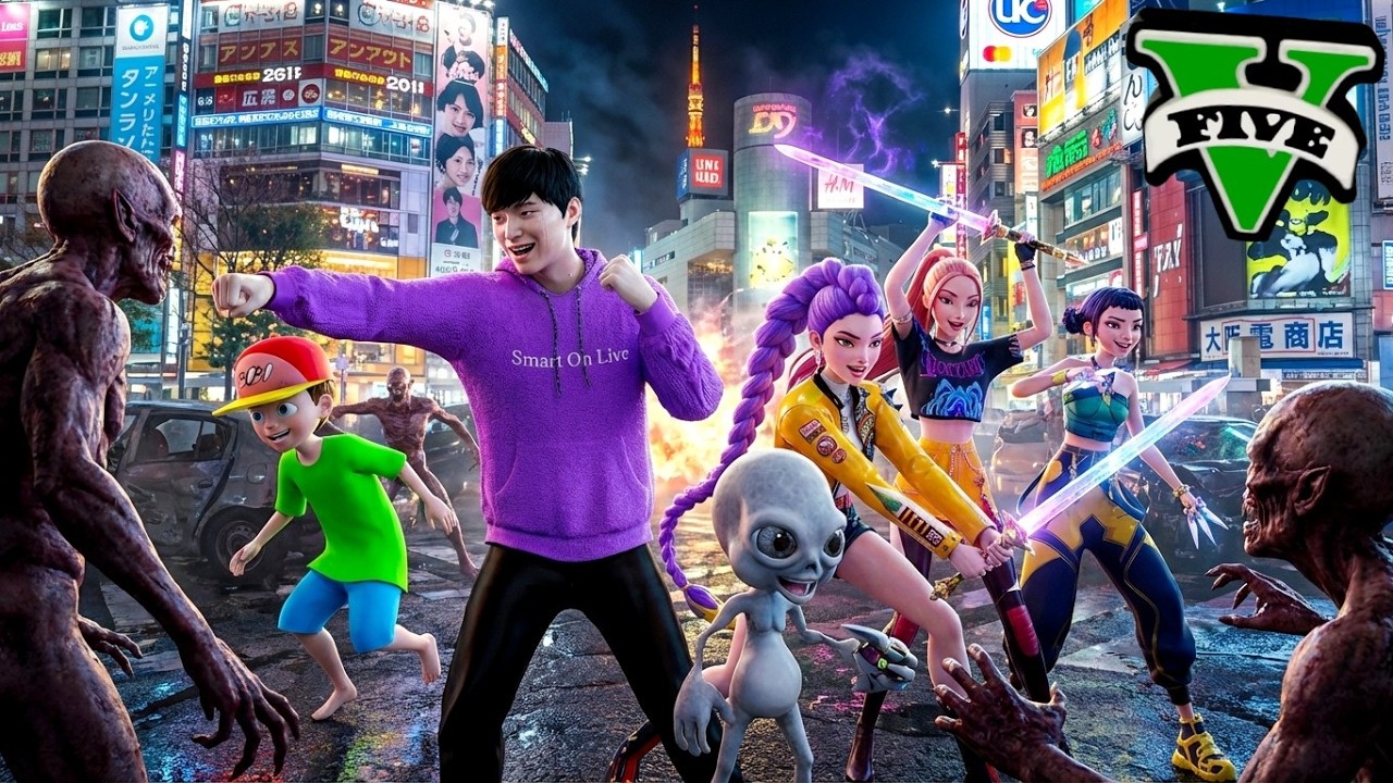 K Pop Demon Hunters တွေနဲ့အတူ မြို့ကြီးကို ကာကွယ်ခဲ့တယ် | I joined K Pop Demon Hunters in GTA V