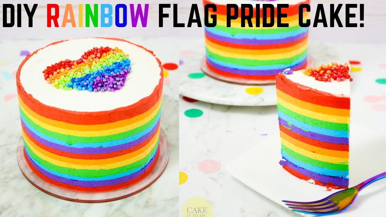 RAINBOW PRIDE CAKE | How to Make a Rainbow Cake with Rainbow Stripes!