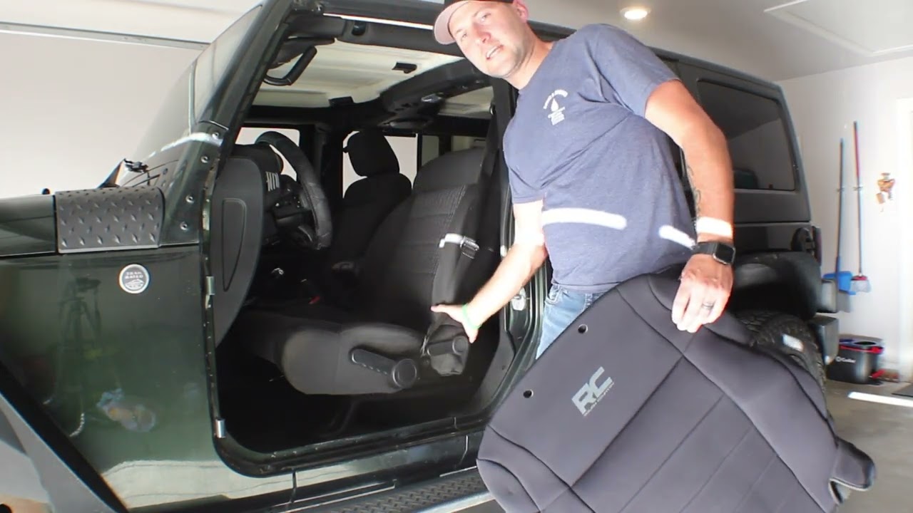 Must have upgrade for your Jeep, seat covers! Rough Country Seat cover install