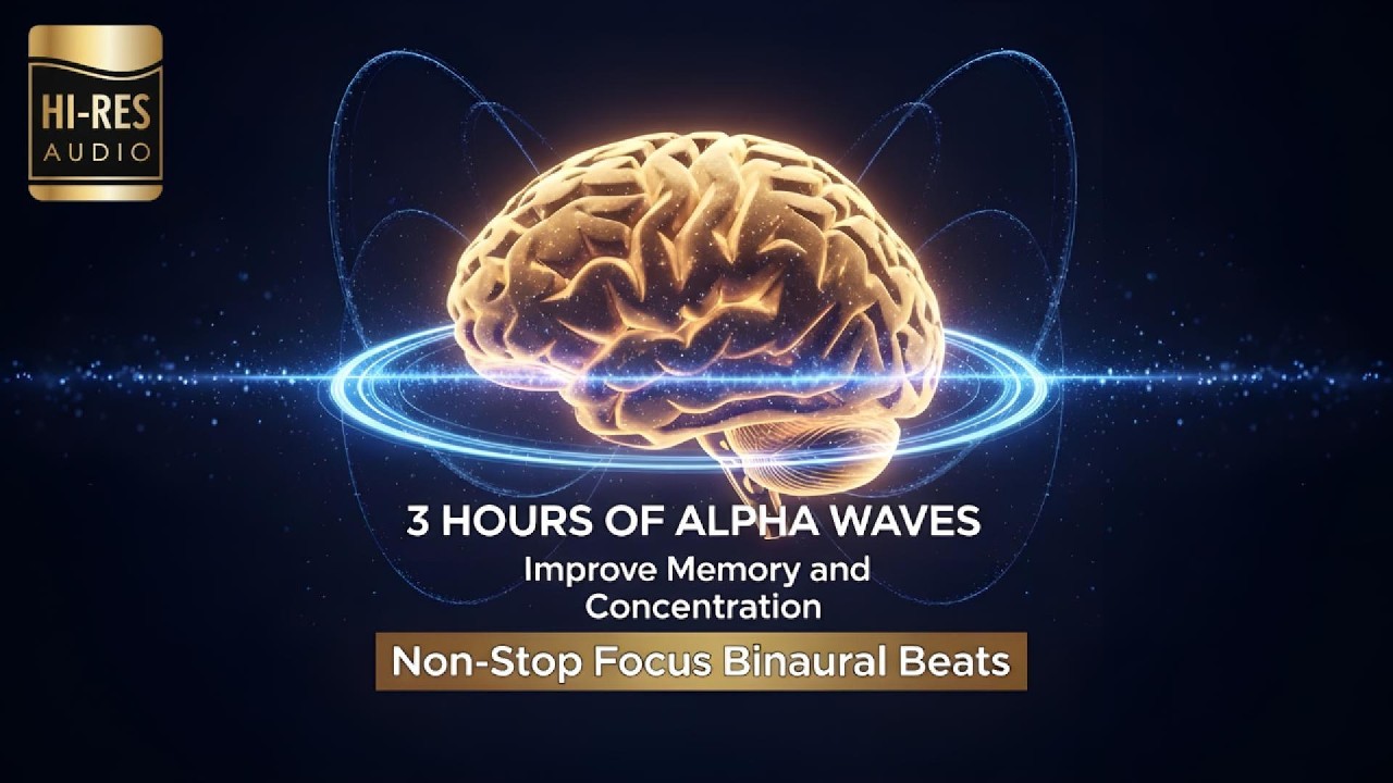 3 Hours of Alpha Waves: Improve Memory and Concentration | Non-Stop Focus Binaural Beats