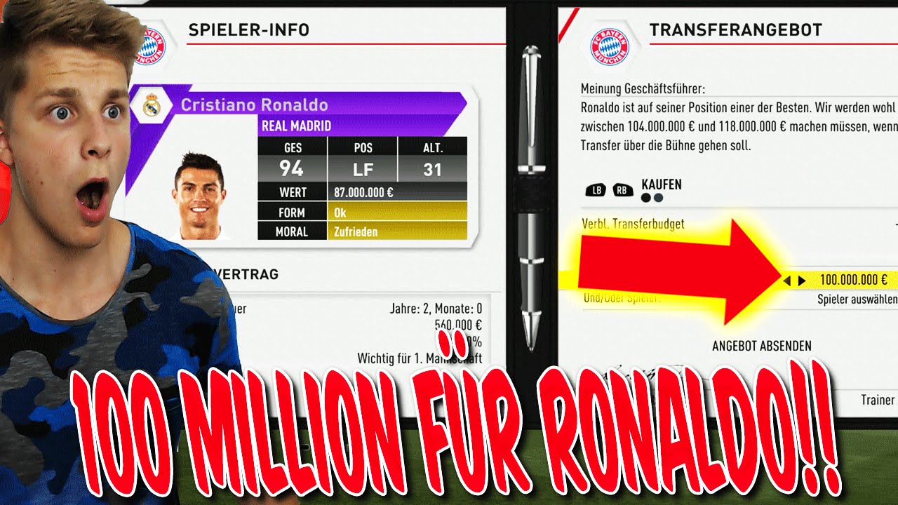 FIFA 17 KARRIEREMODUS - 100 MILLIONEN für RONALDO! - FC BAYERN KARRIERE GAMEPLAY (DEUTSCH)