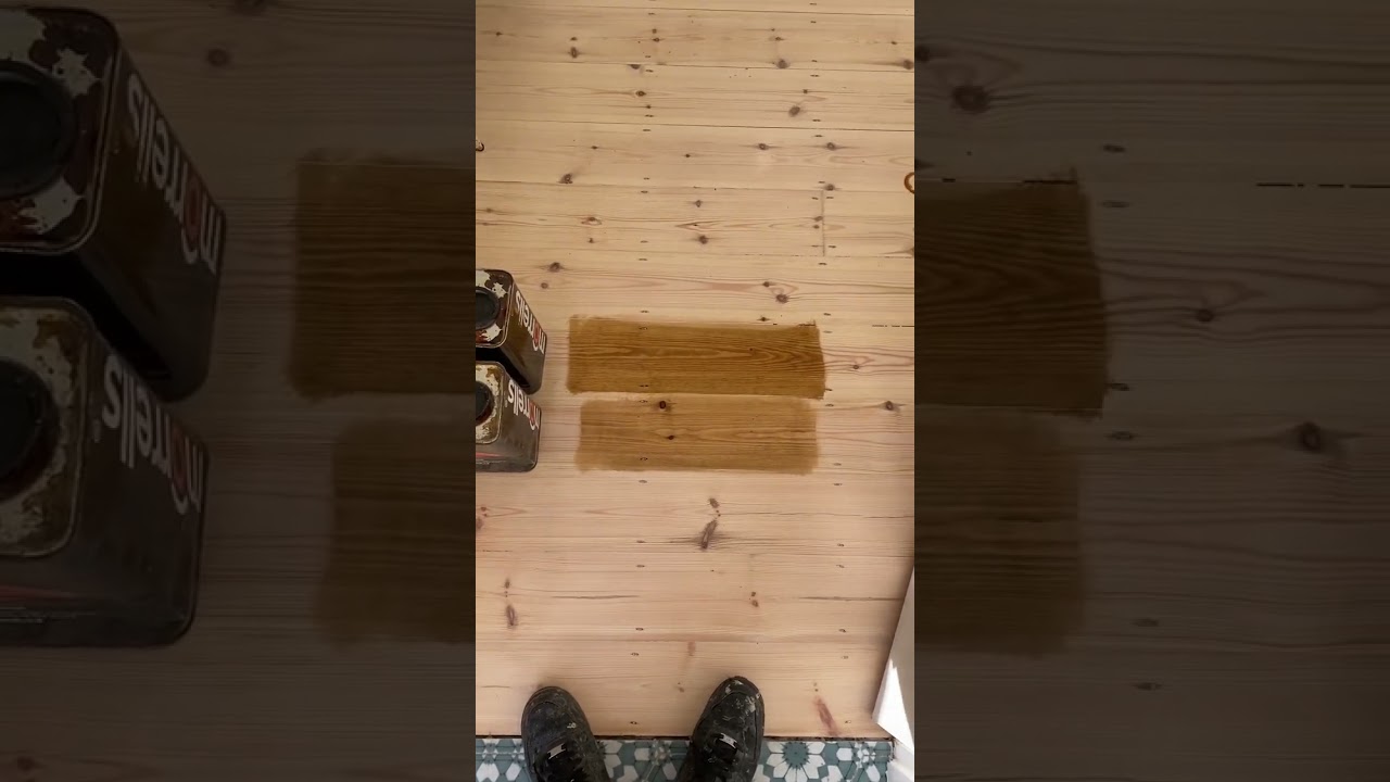 Floor sanding transformation pine wood & medium stain 🇬🇧👍❤️