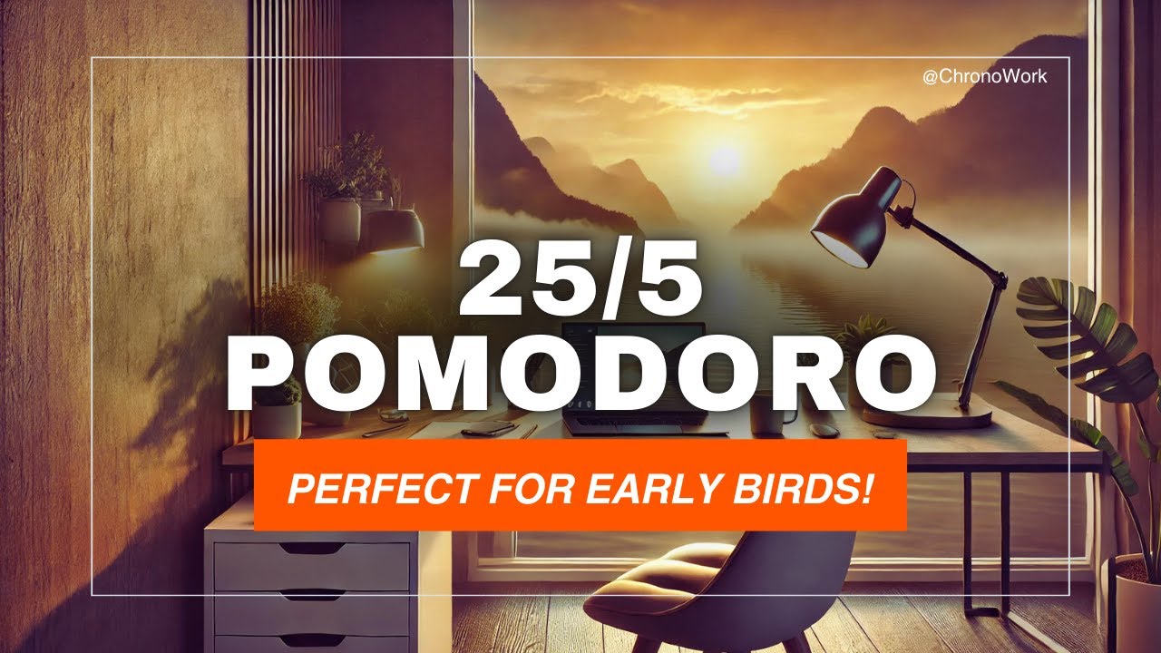 25/5 Pomodoro Timer for Early Birds | Cozy Sunrise Workspace with Lake View | 3 x 25 Min Focus