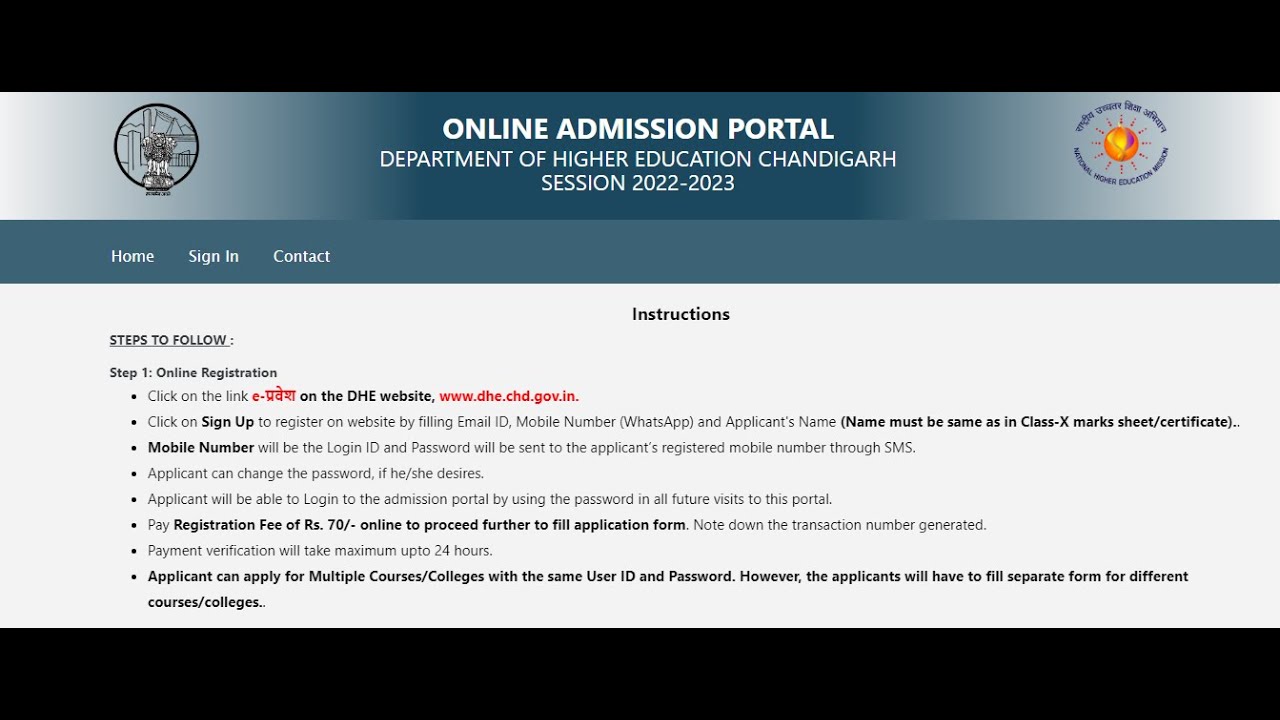 Step-by-step instruction for filling DHE CHD forms 2022-23 | chd  ke college ke forms kaise bhare