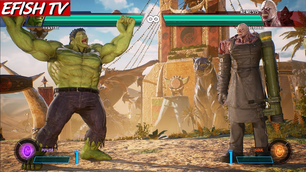 Hulk & Hawkeye vs Nemesis T-Type & Firebrand (Hardest AI) - Marvel vs Capcom: Infinite