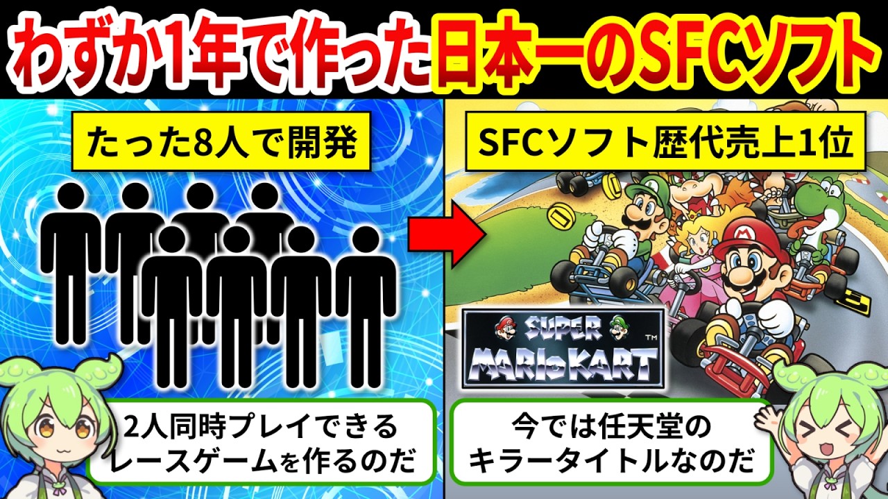 【初代マリオカート開発秘話】マリオは最初乗る予定じゃなかった！？神ゲー誕生の裏にあった意外な決断【ゆっくり解説＆ずんだもん】