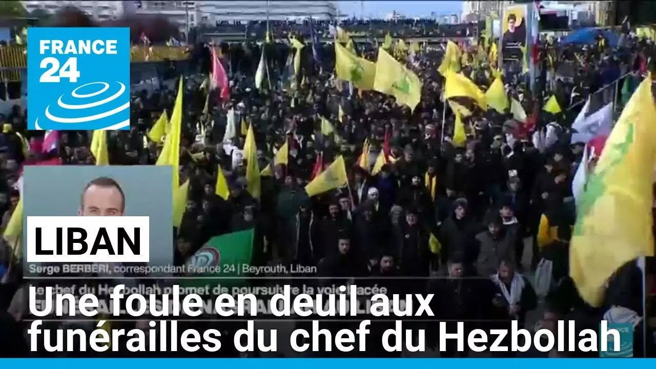 Liban : une foule en deuil aux funérailles du chef du Hezbollah • FRANCE 24