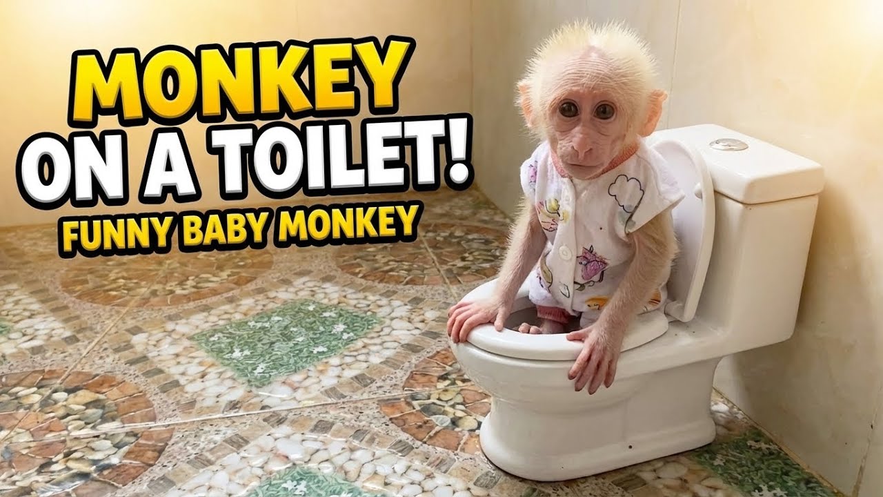Surprise! Monkey Nana goes to the toilet and cleans herself