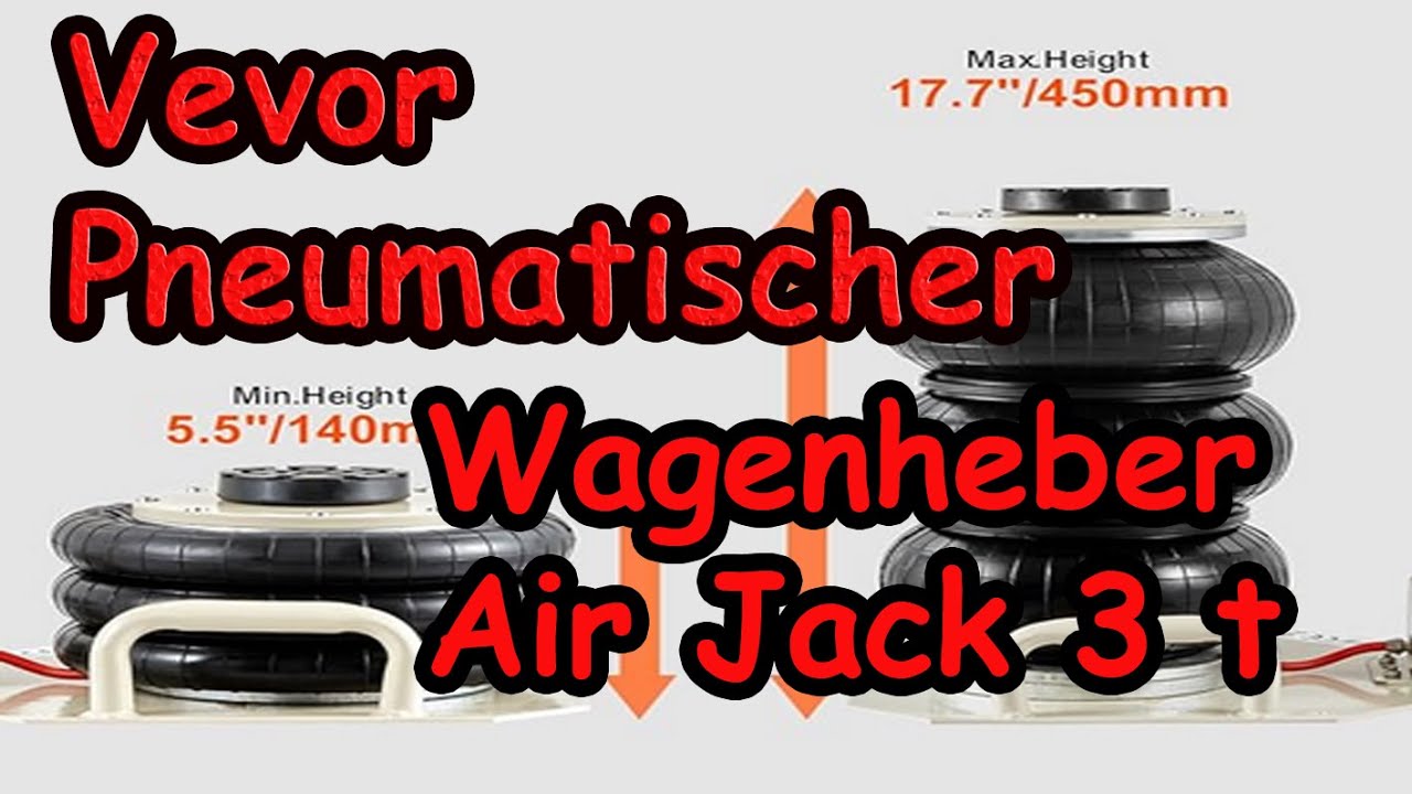UNBOXING + TEST VEVOR Pneumatischer Wagenheber Air Jack 3 t --140-450 mm Hubhöhe