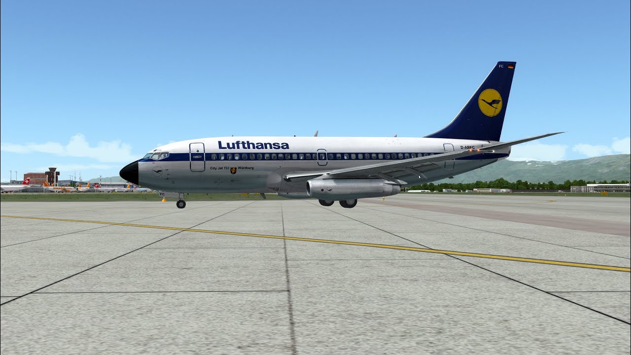 Full flight from Frankfurt to Geneva (EDDF - LSGG) on Boeing 737-200ADV Lufthansa. Prepar3D