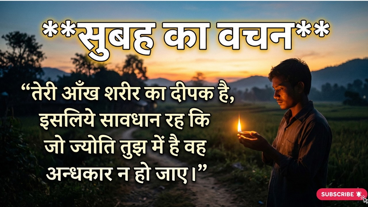 “तेरी आँख शरीर का दीपक है, इसलिये सावधान रह कि जो ज्योति तुझ में है वह अन्धकार न हो जाए।” लूका 11:34