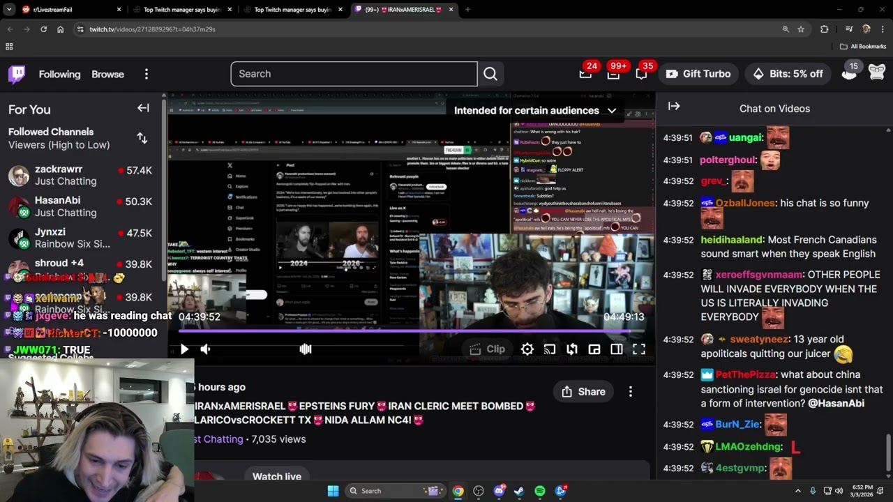 xQc calls Hasan out for being a hypocrite