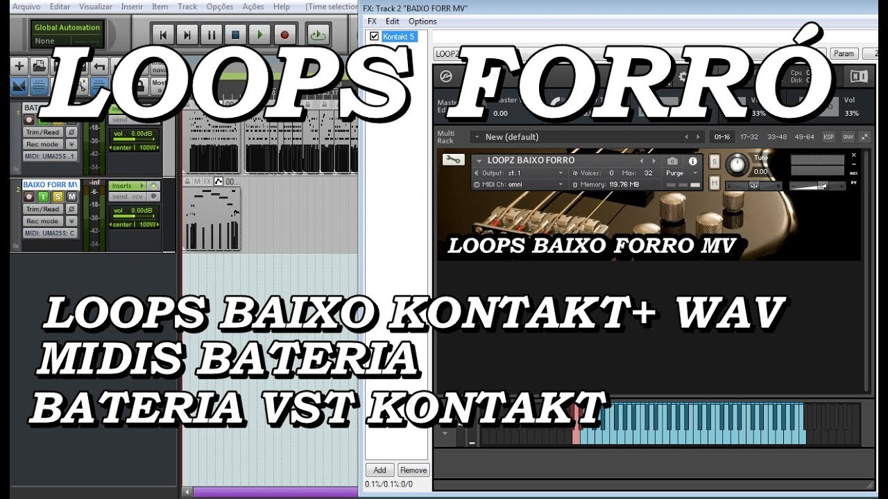 LOOPS FORRÓ BAIXO + BATERIA FORRÓ VST + MIDIs