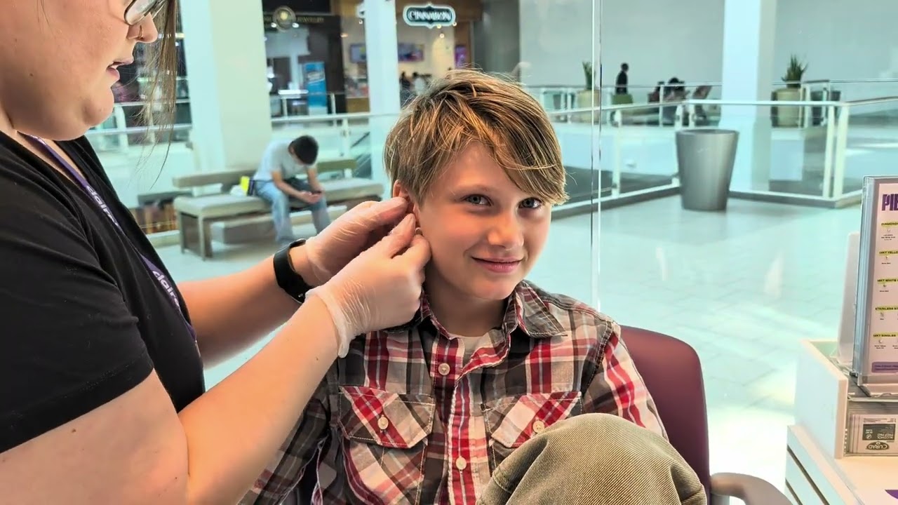 Aiden's 1st ear piercing 