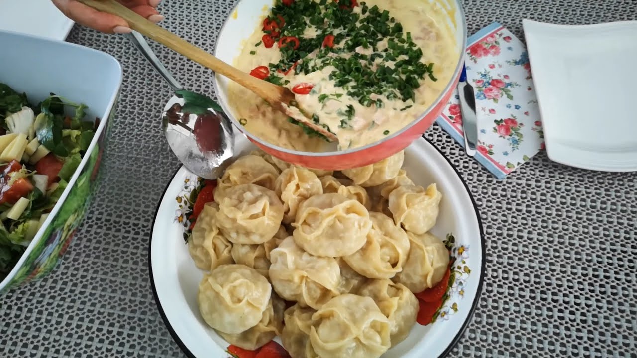 Манты.Манты с картошкой.Manti with potatoes.Manti mit Kartoffeln.