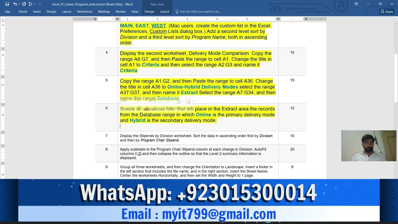Excel_5F_Career_Programs | Complete Solution 100% grade| Excel Ch5 Capstone (Pc and Mac)