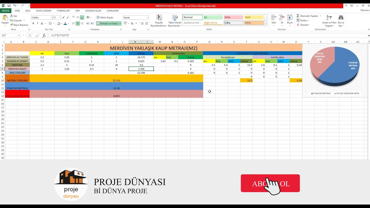 #STA4CAD MERDİVEN METRAJI HESABI DETAYLI - DETAILED STAIRS QUANTITY CALCULATION