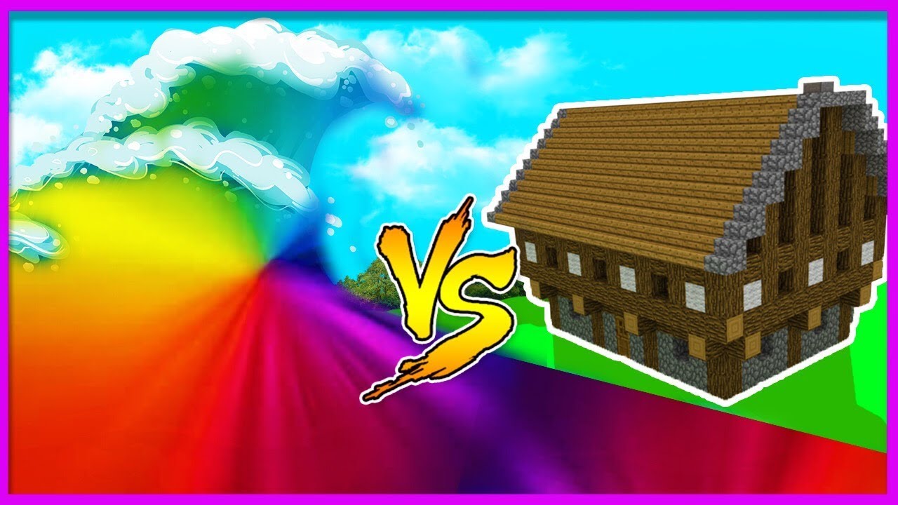 Minecraft - RAINBOW SKITTLES TSUNAMI VS CANDY BASE