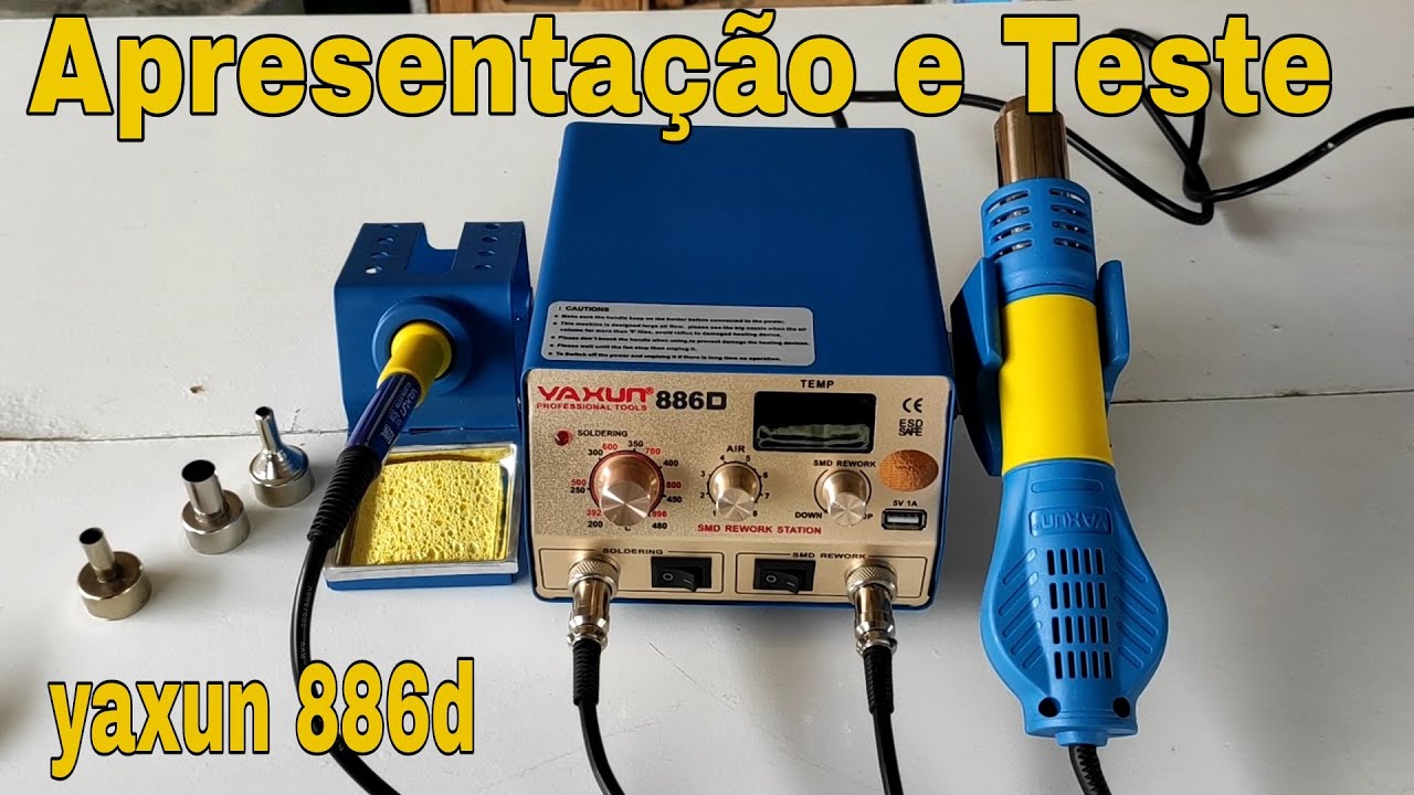 Apresentação e Teste,Estação de solda e retralho yaxun 886D