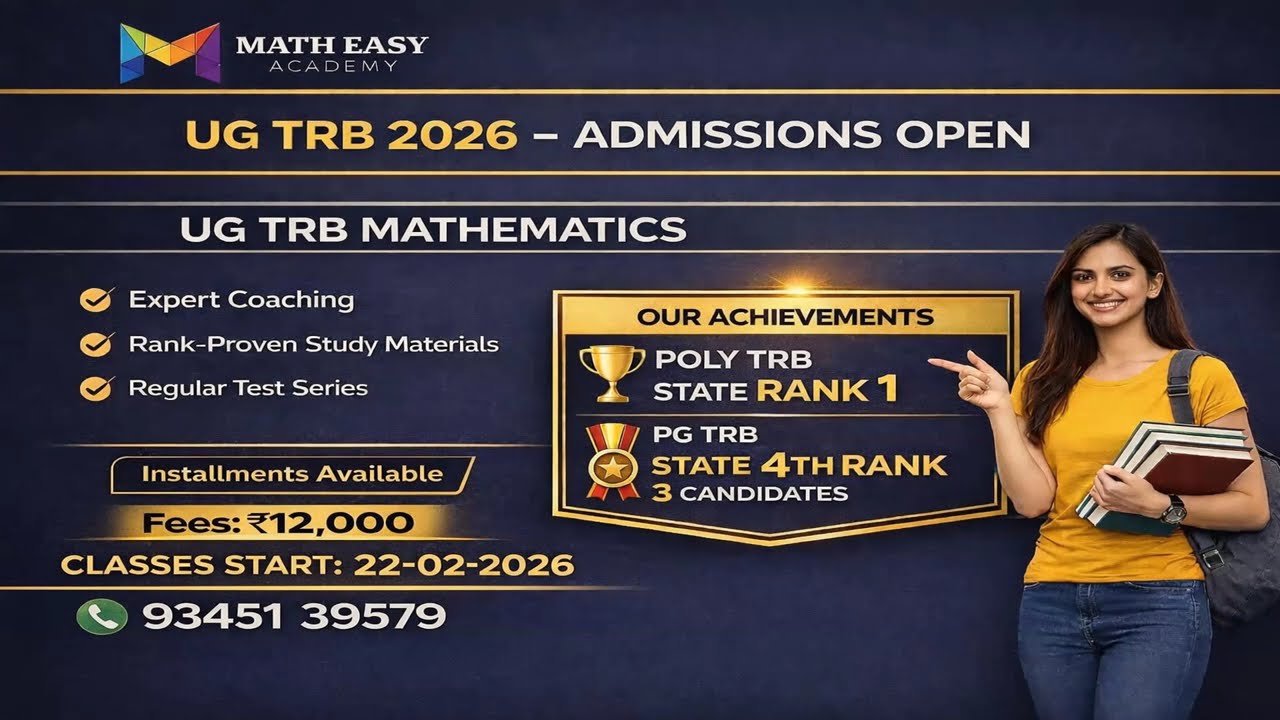 UG TRB Maths 2026 Admissions Open – Learn from Rank Makers!  #ugtrb