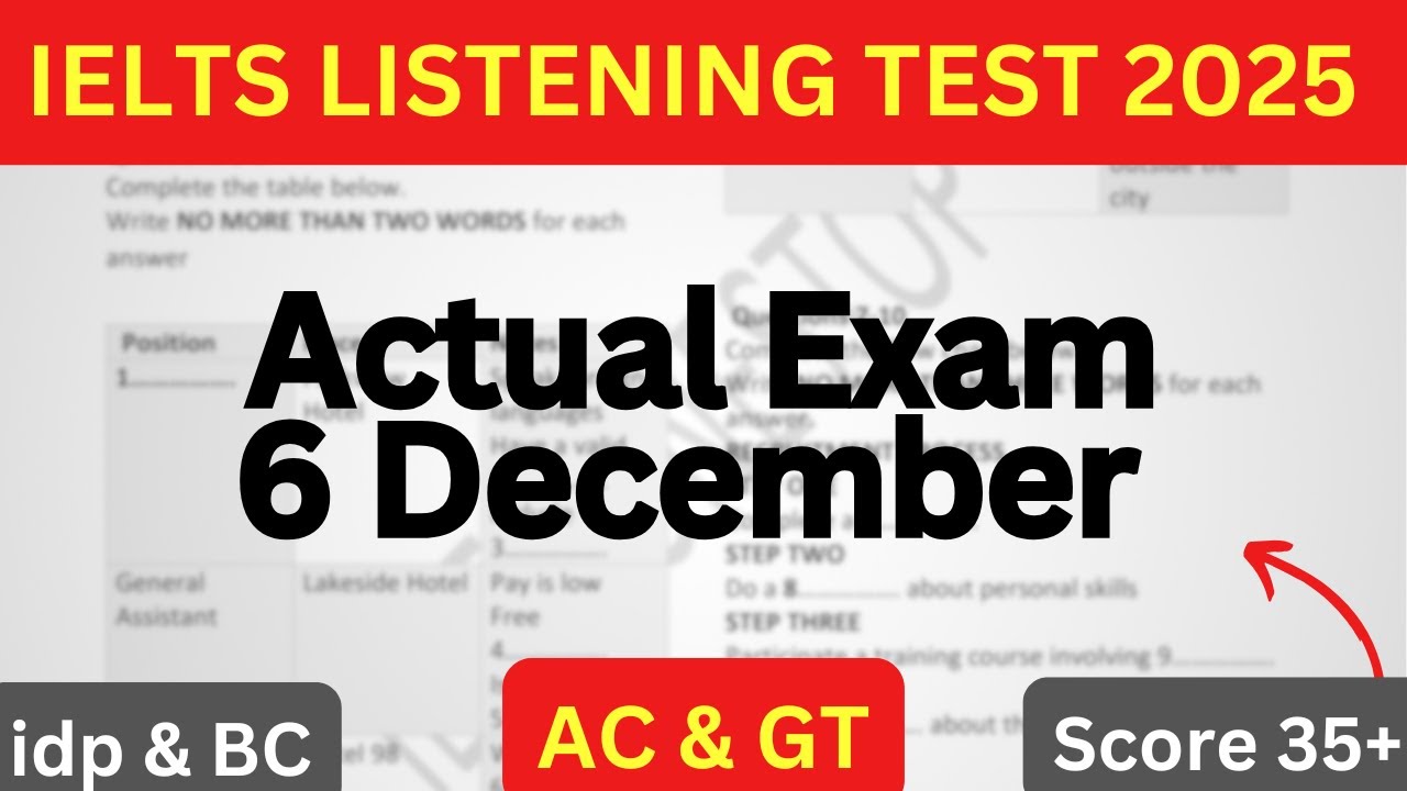 REAL IELTS LISTENING TEST FOR 6 DECEMBER 2025 WITH ANSWERS | IELTS LISTENING PRACTICE TEST